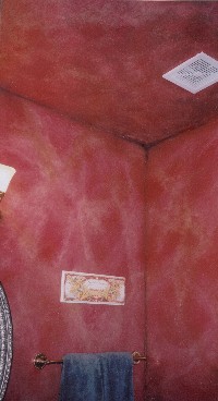 Detail of texture with 3 color marbled faux finish