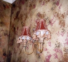 Layered tinted textures with black, metallics, and umber glaze