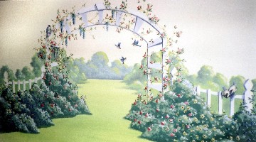 12' X 8' arbor landscape with birds