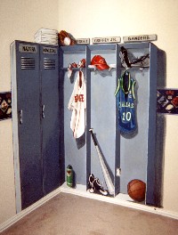 Hand painted 9' X 7' locker room trompe l'oeil