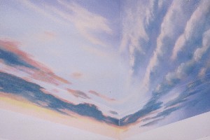 10' X 12' sunset mural on pan ceiling