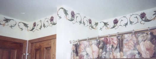 Hand painted floral and acanthas border